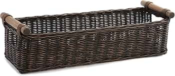 The Basket Lady Long Narrow Pole Handle Wicker Basket, Large, 21 in L x 8 in W x 6 in H, Antique ... | Amazon (US)