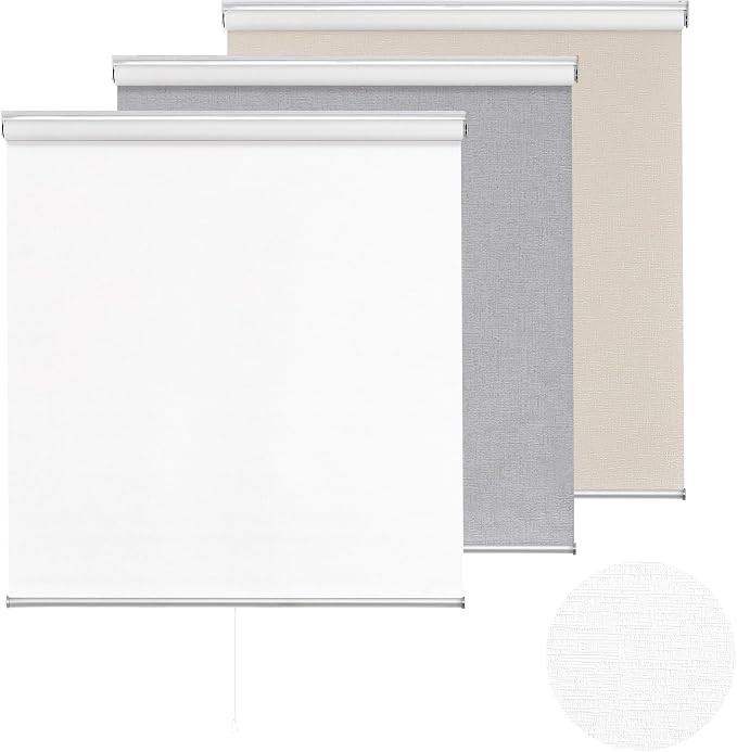 ChrisDowa Blackout Roller Shades Pull Down, Cordless Window Blinds for Home | 24" W x 72" H,White... | Amazon (US)