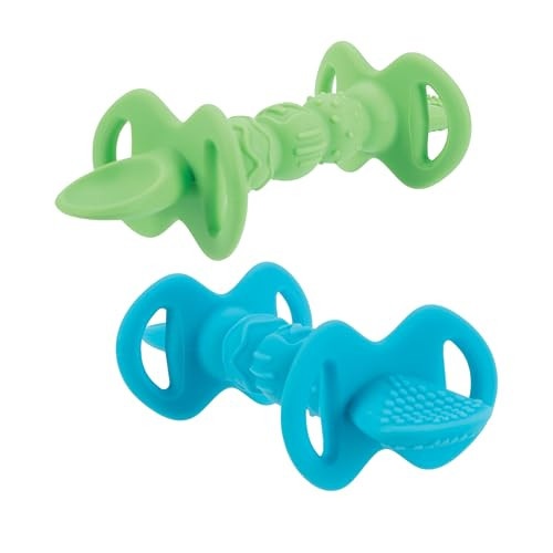 Nuby Dipeez 2-in-1 Silicone Spoons & Dipper for Self-Feeding - 2 Pack - Toddler Utensils with Easy Grip Handles - 12+ Months - Blue/Green | Amazon (US)
