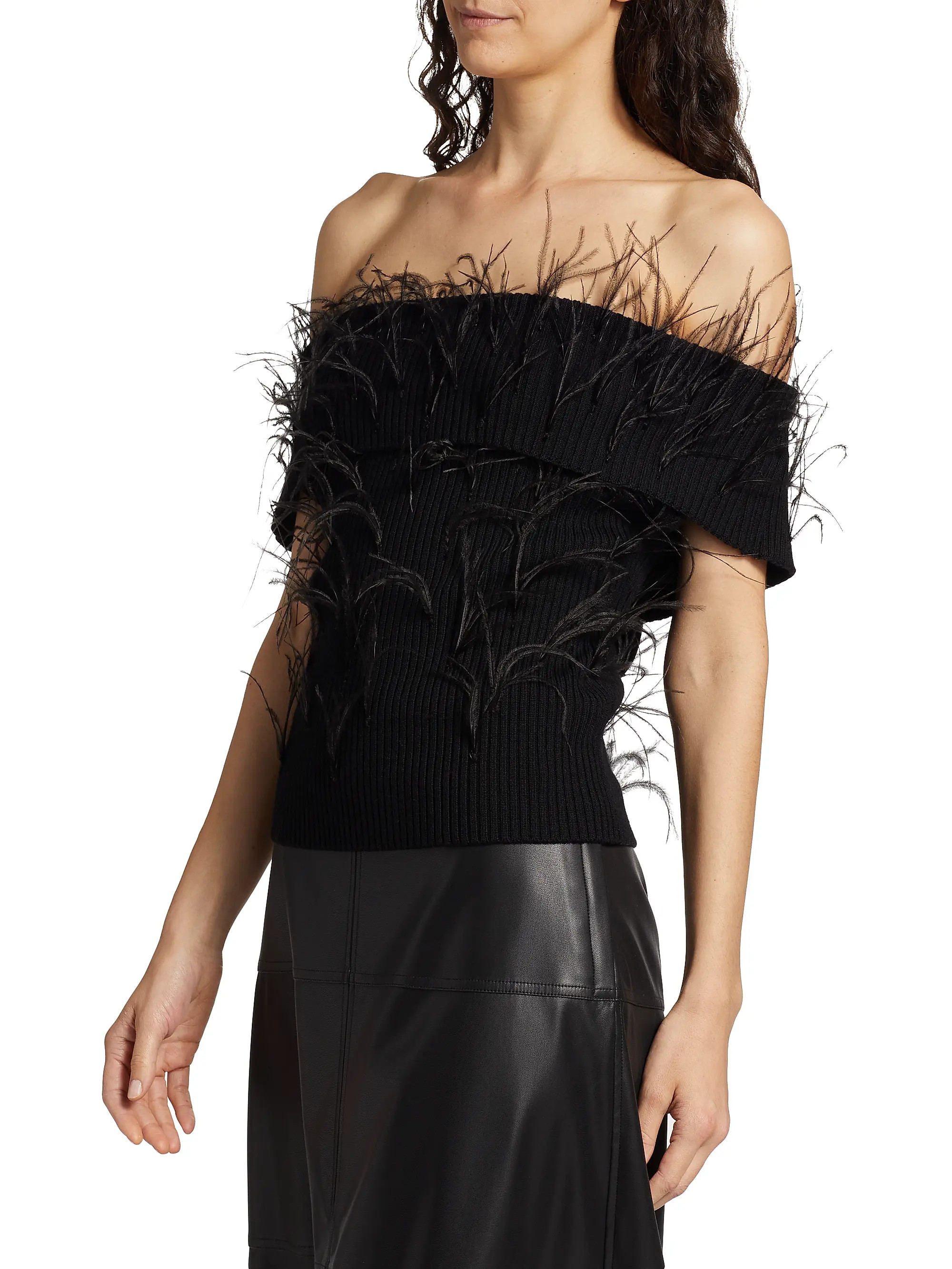 Mindy Off-The-Shoulder Feather Top | Saks Fifth Avenue
