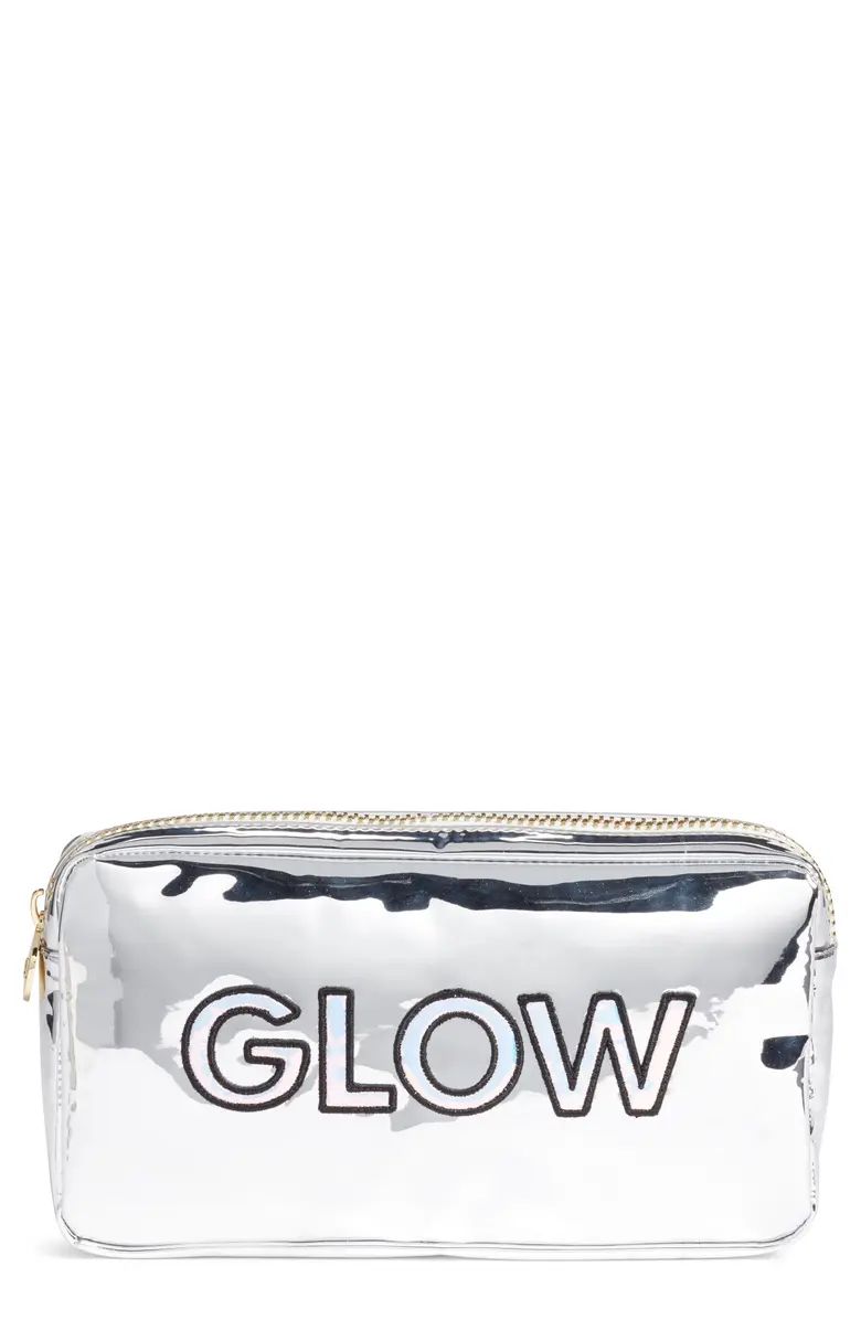 Glow Small Silver Patent Cosmetics Bag | Nordstrom