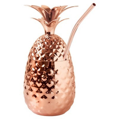 Oggi Stainless Steel Pineapple Tumbler With Straw 12oz Copper: Portable Drinkware for Cold Beverages, Hand Wash | Target