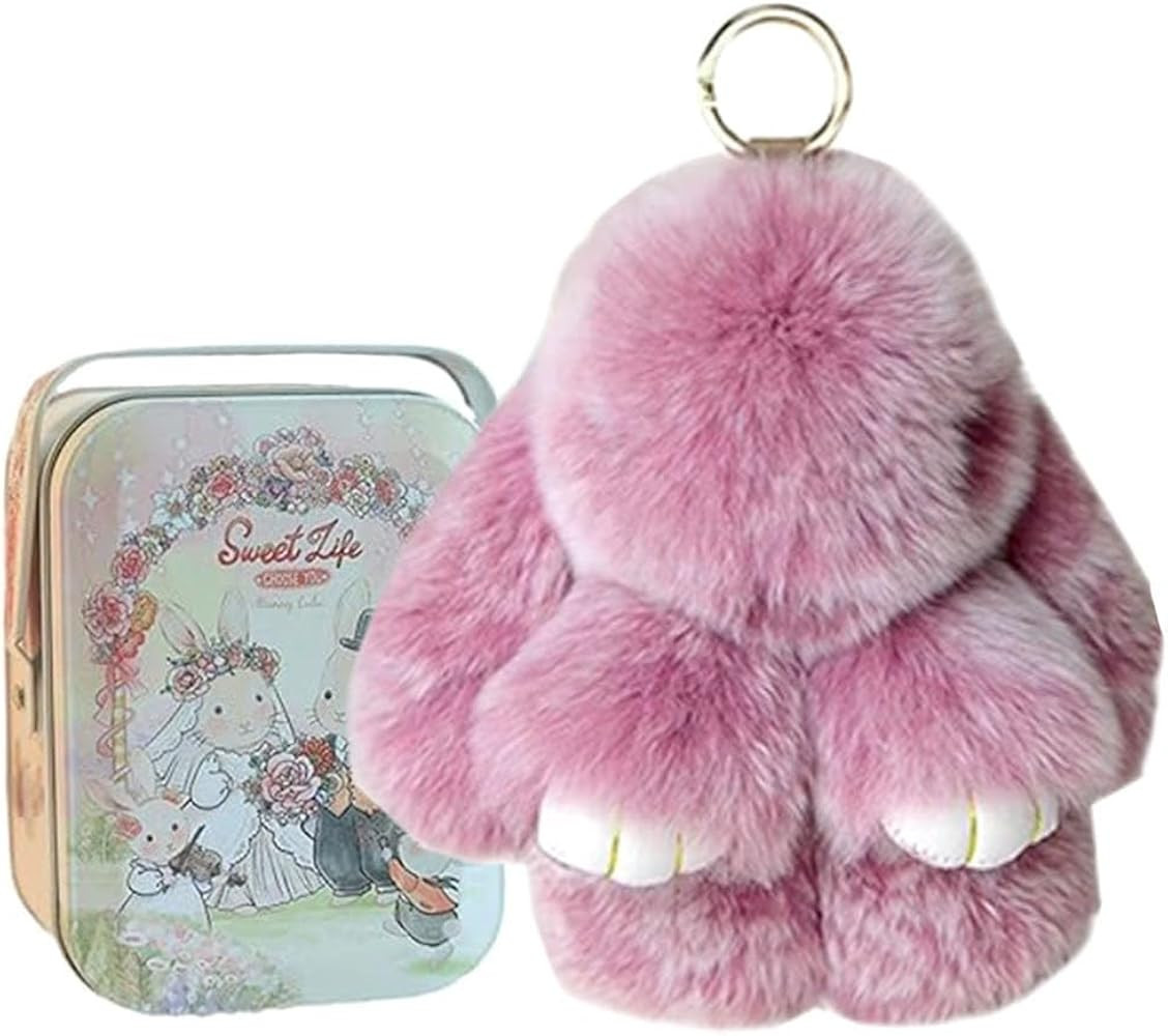 Bunny Keychain with Box, Bunny Keychain with Tin, BunnyCute Plush Key chain | Amazon (US)