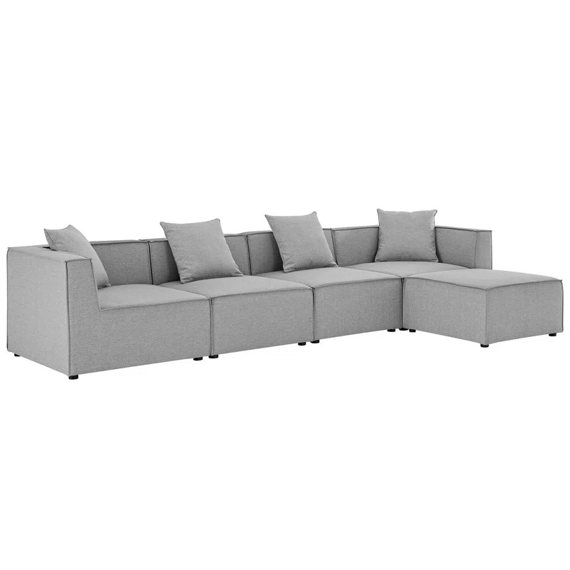 Modway Saybrook Outdoor Patio Upholstered 5-Piece Sectional Sofa | Wayfair North America
