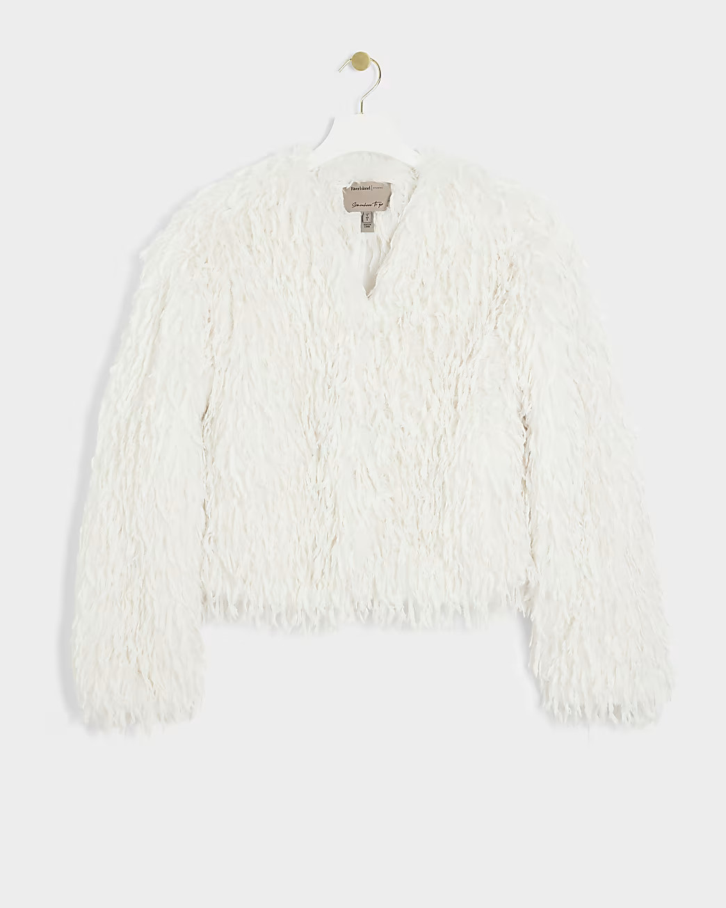 Cream faux feather trophy jacket | River Island UK & IE