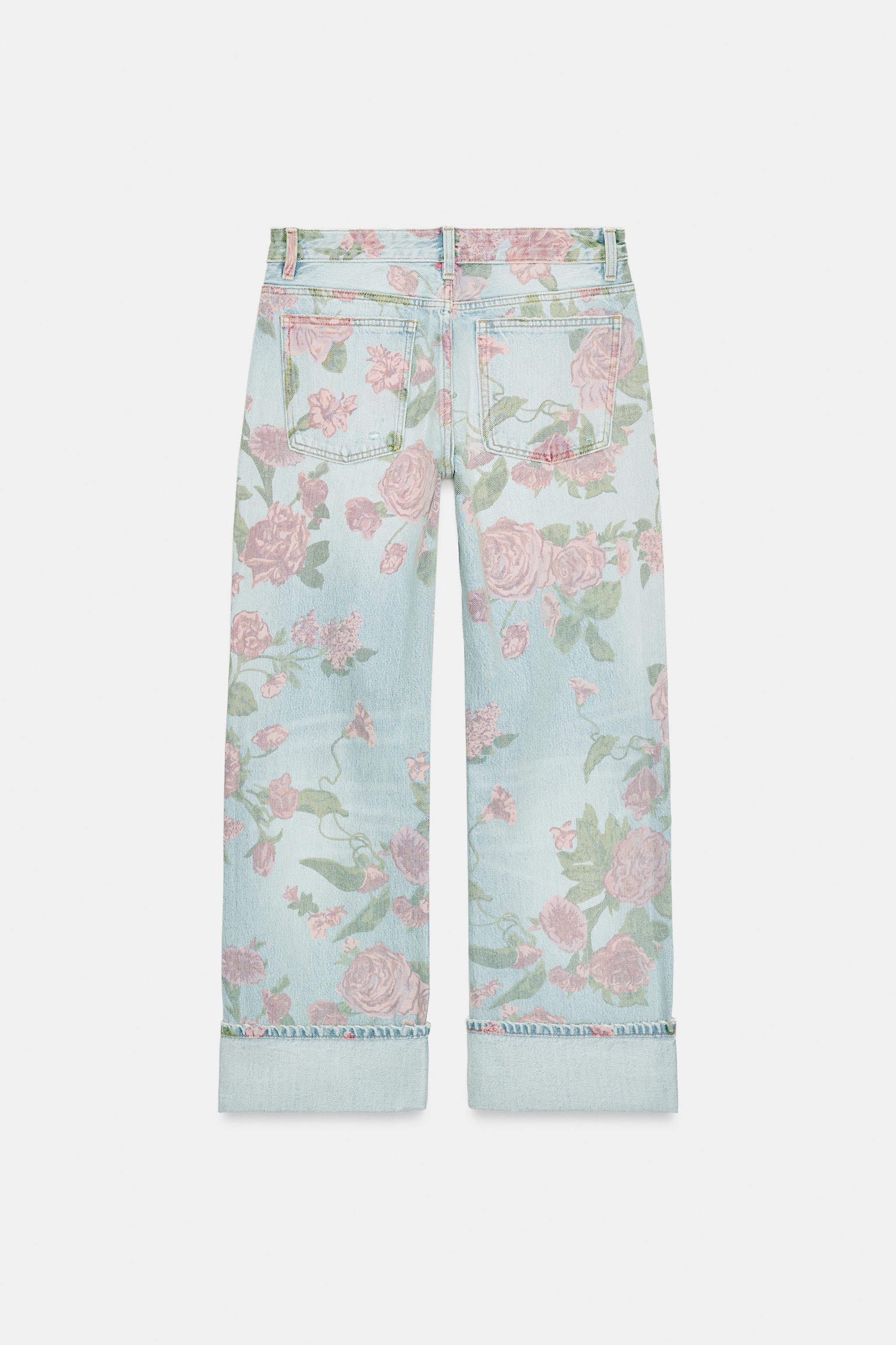 TRF LOW RISE LOOSE FIT PRINTED FOLDED JEANS | Zara US