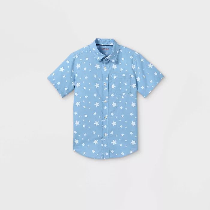 Boys' Button-Down Short Sleeve Shirt - Cat & Jack™ Light Blue | Target