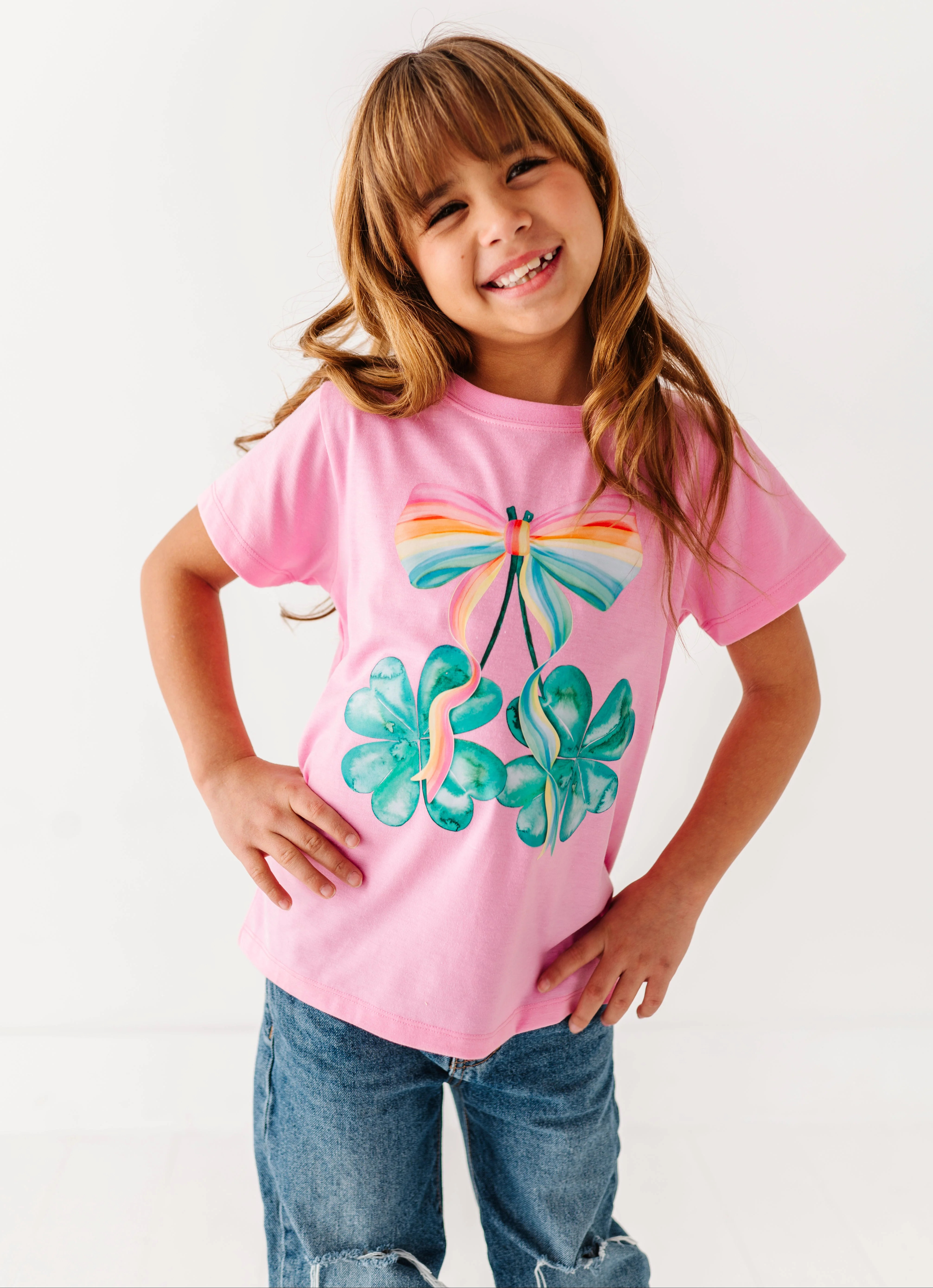 Shimmer Shamrock T-Shirt : PINK | Birdie Bean