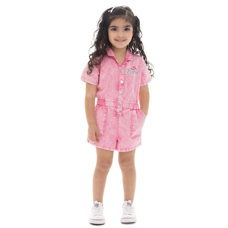 Barbie Toddler Girl Western Graphic Print Twill Romper, Sizes 12M-5T | Walmart (US)