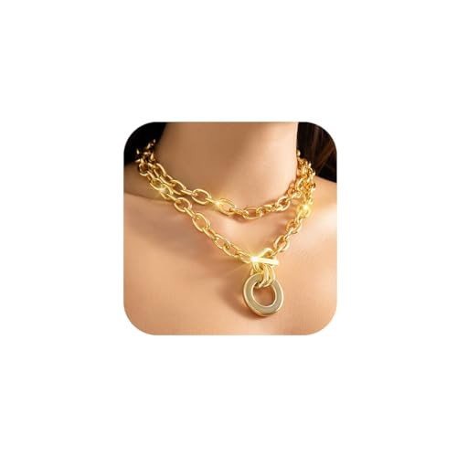 Jovono Chunky Choker Necklaces Thick Layered Necklace Chain Punk Accessories for Women(Set C) | Amazon (US)