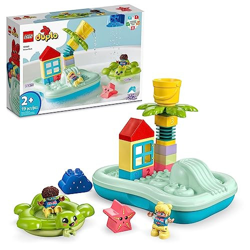 LEGO DUPLO Town Water Park 10989 Educational Building Bath Toy Set for Toddlers Ages 2+, Features a Floating Turtle Ring and Water Bucket to Encourage Imaginative Play in The Bath | Amazon (US)