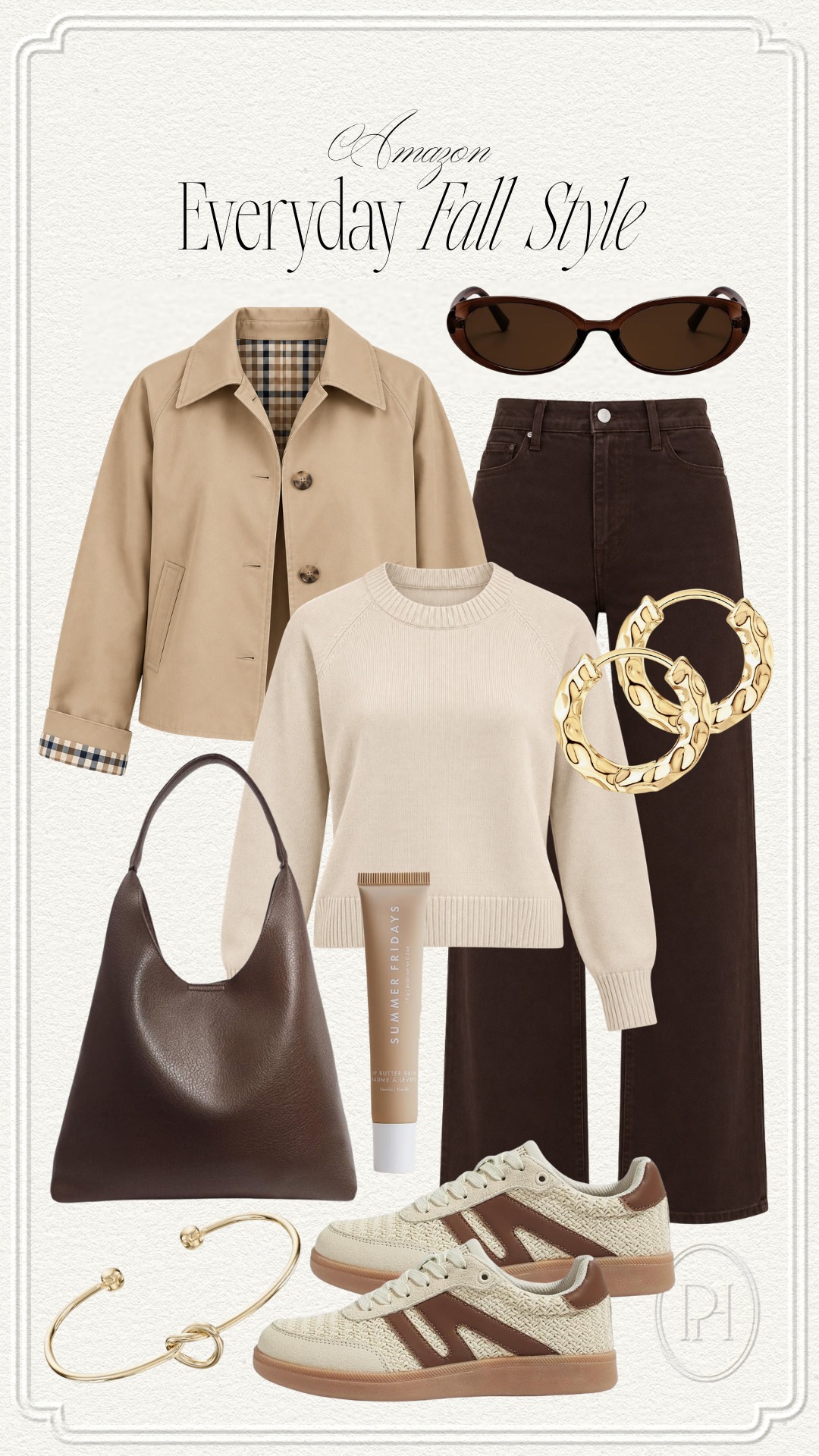 Everyday style finds for fall from Amazon!

neutral outfit, neutral style, fall fashion, fall outfit, fall looks, fall style, casual outfit, casual looks, casual style, mom style, mom looks, mom outfit, brown jeans, straight leg jeans, straight leg pants, wide leg pants, brown sunglasses, short trench coat, fall jacket, cropped trench coat, off-white sweater, neutral sweater, brown handbag, gold hoop earrings, hammered metal earrings, bangle bracelet, neutral sneakers, tennis shoes, lip gloss, lip balm 

 #LTKgrwm #LTKootd #LTKSeasonal