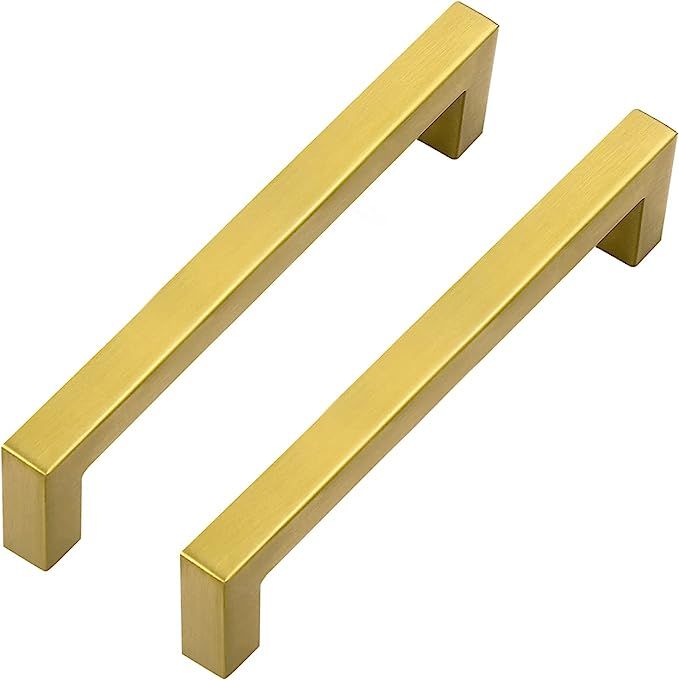 Ravinte 10 Pack 6-1/4 Inch Square Cabinet Handles Brushed Brass Kitchen Cupboard Hardware Stainle... | Amazon (US)
