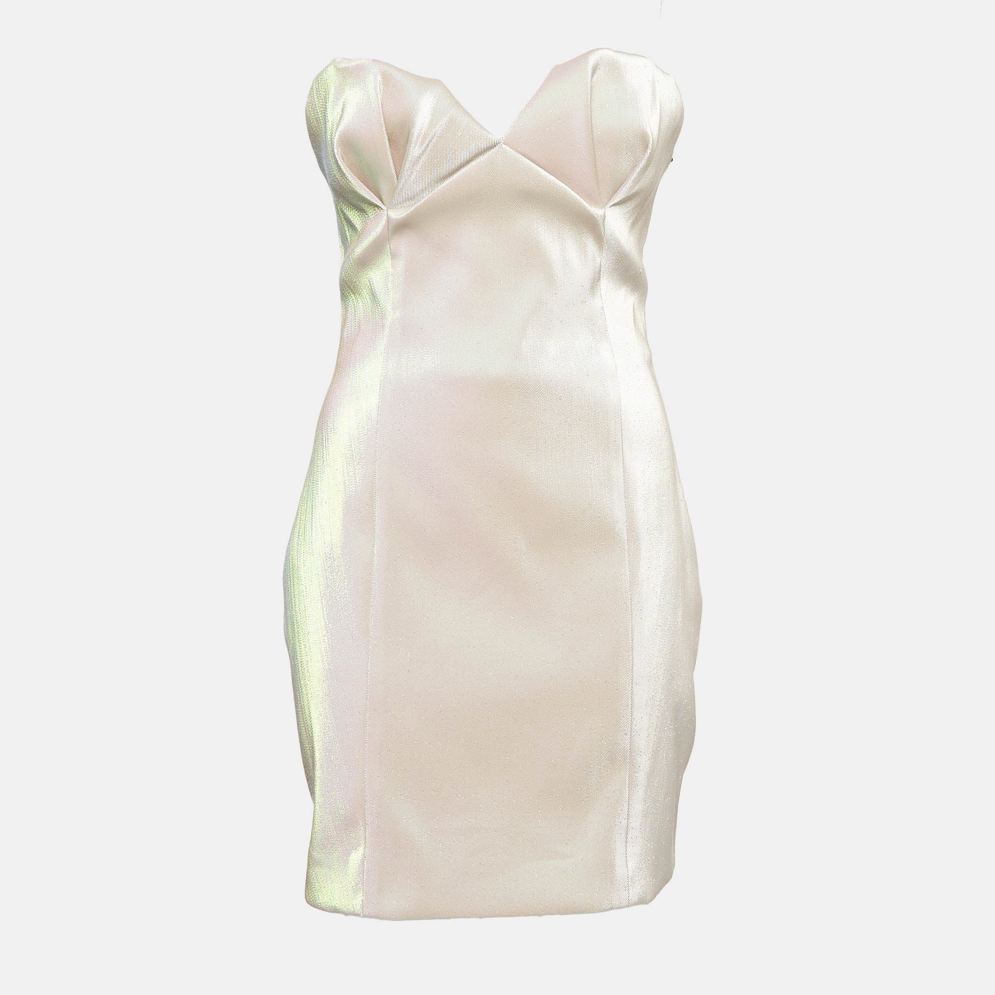 Area Champagne Pink Lame Strapless Mini Dress | Shop Simon