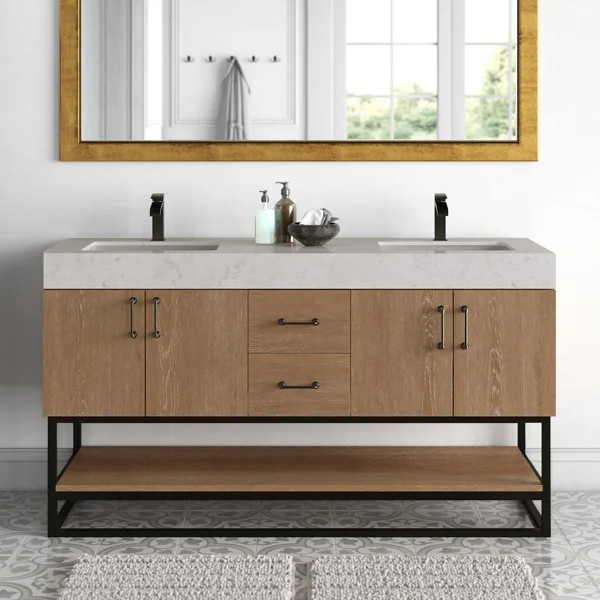 Annice 60'' Double Bathroom Vanity with Engineered Stone Top | Wayfair North America