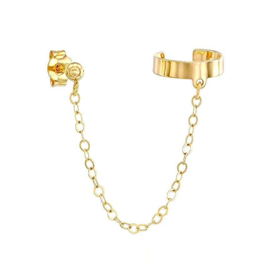 Cuff Cartilage Gold Chain, Tassel Ear Cuff, Dainty Cuff, Punk Dangle & Drop Earring, Minimalist P... | Amazon (US)
