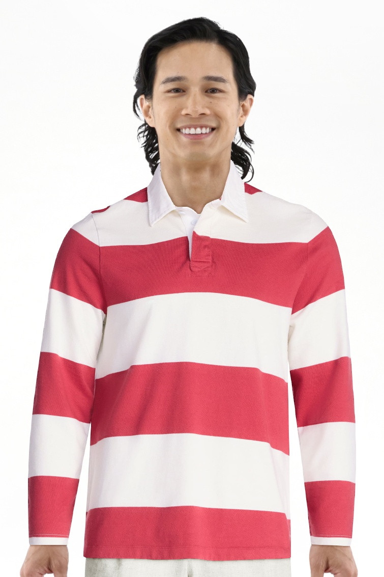 Free Assembly Men's Striped Cotton Rugby Shirt with Long Sleeves, Sizes S-3XL | Walmart (US)