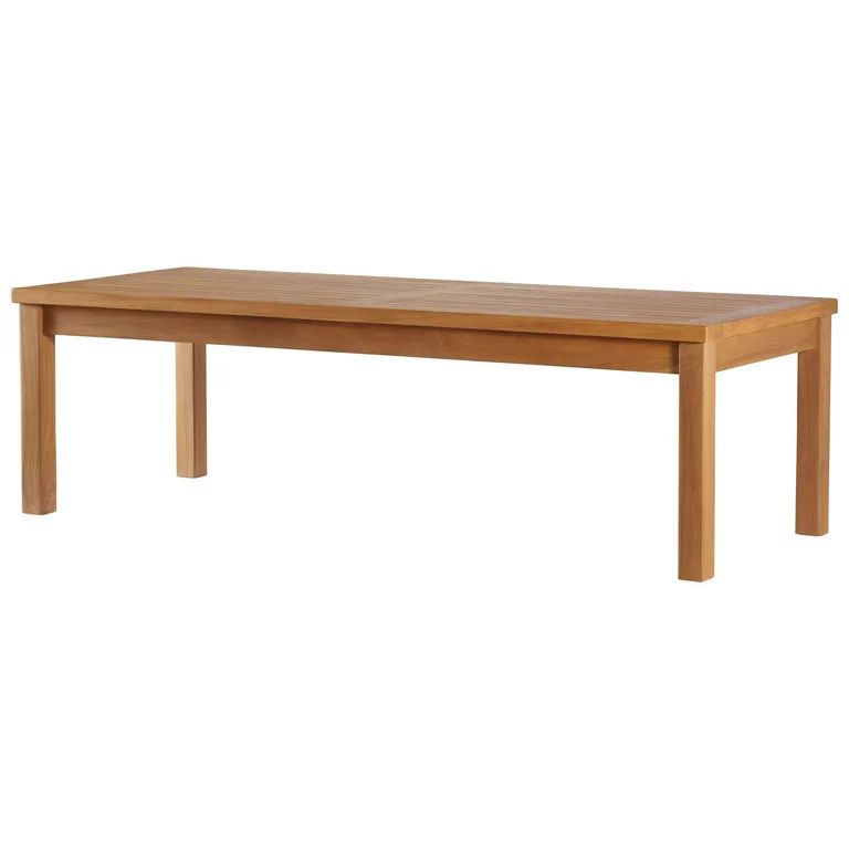 Lounge Coffee Table, Rectangular, Brown Natural, Teak Wood, Modern Contemporary, Outdoor Patio Ba... | Walmart (US)