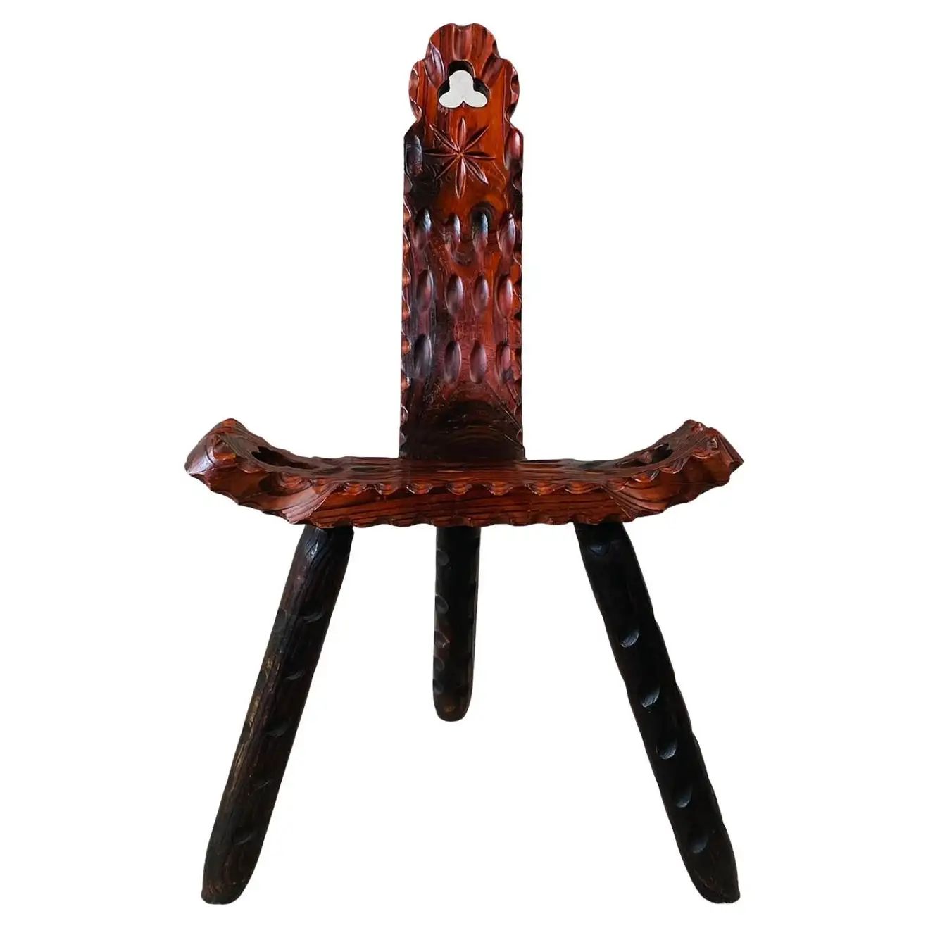 Brutalist Spanish Midcentury Sculptural Tripod Chair 1950 | 1stDibs