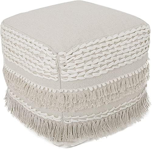 UNSTUFFED Pouf Ottoman Cover -REDEARTH Boho Textured Storage Cube Poof, Farmhouse Accent Pouffe F... | Amazon (US)