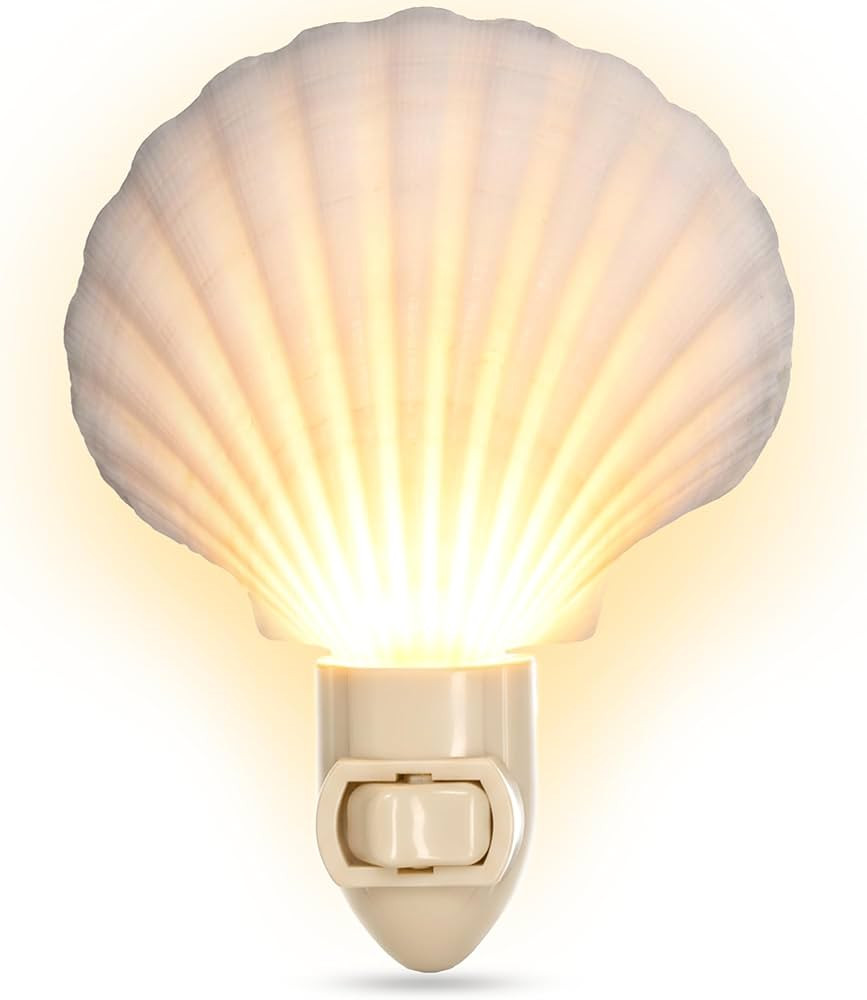 Nautical Crush Trading Seashell Night Light – Beach Night Light with White Clam – Shell Light... | Amazon (US)