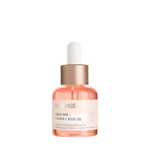 Biossance Squalane + Vitamin C Rose Oil, Advanced Facial Oil - Brightening, Firming, and Hydrating Serum for All Skin Types - Chios Crystal Oil, Damascus Rose Extract & Squalane for Radiance - 0.5oz | Amazon (US)