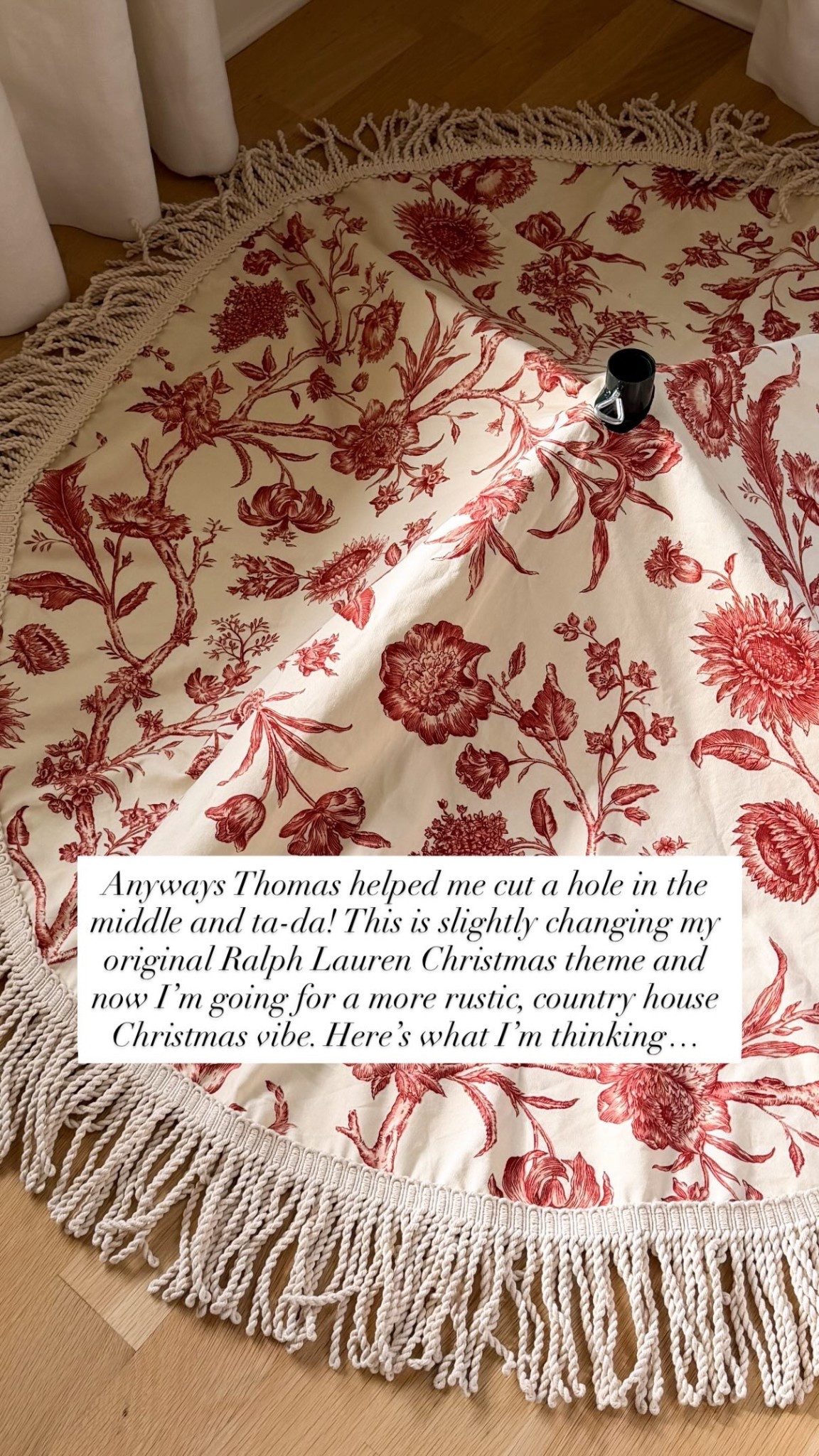 Christmas tree skirt, red floral skirt, Christmas decor. 

#LTKSeasonal #LTKHome #LTKHoliday