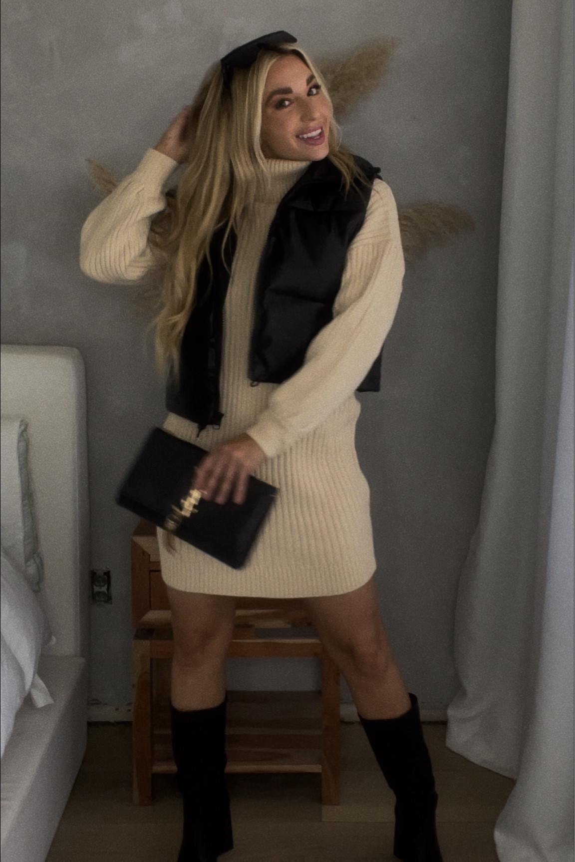 Crop leather vest with sweater dress winter look!! #winterfashion #ootd #wiw

#LTKSeasonal #LTKstyletip #LTKunder50