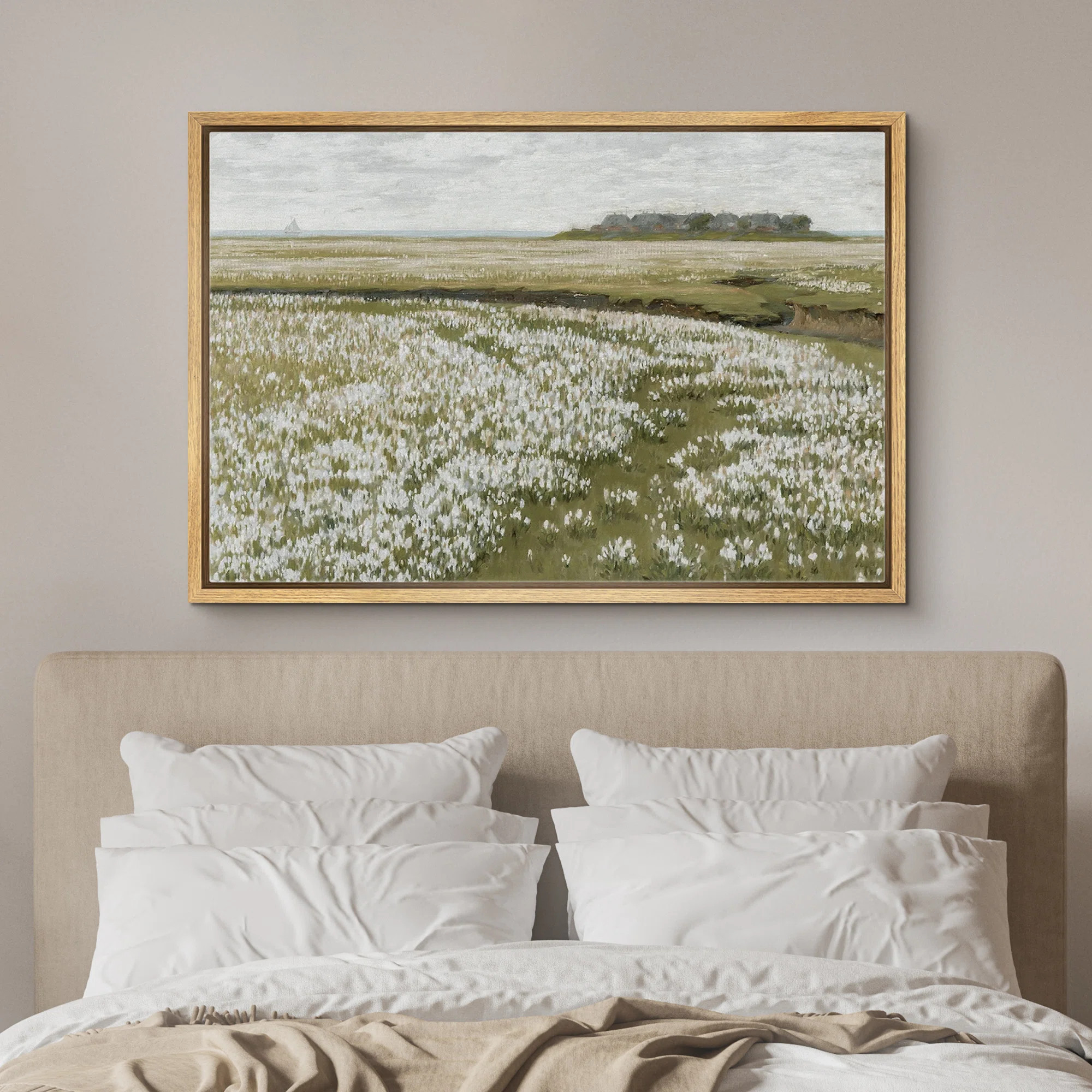 IDEA4WALL Framed Canvas Print Wall Art Vintage Retro Countryside Flower Field Nature Wilderness I... | Wayfair North America