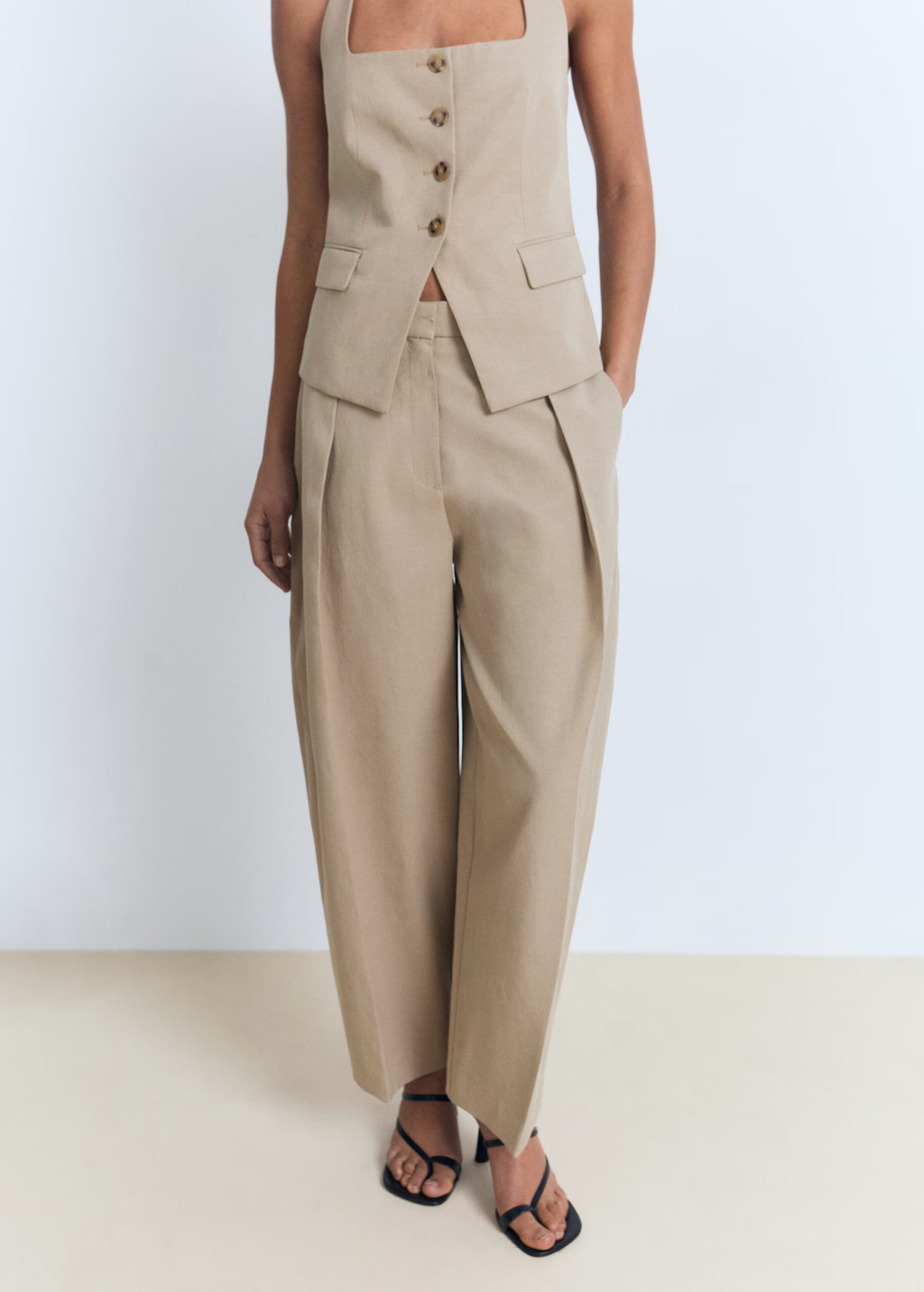Linen-blend balloon suit trousers | MANGO (UK)