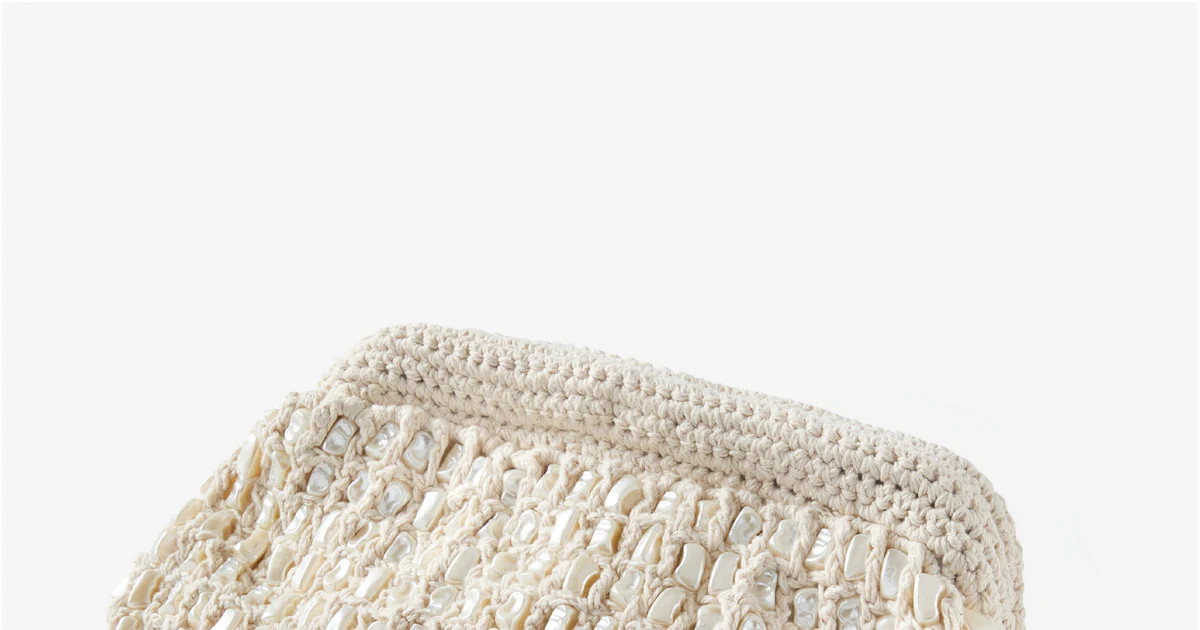 Pearl Woven Clutch - White/Natural | Boston Proper | Boston Proper