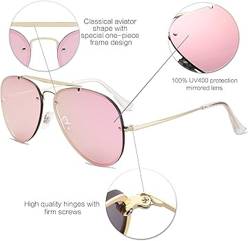 SOJOS Men's Women's Sunglasses, Rimless Metal Frame SJ1105 | Amazon (US)
