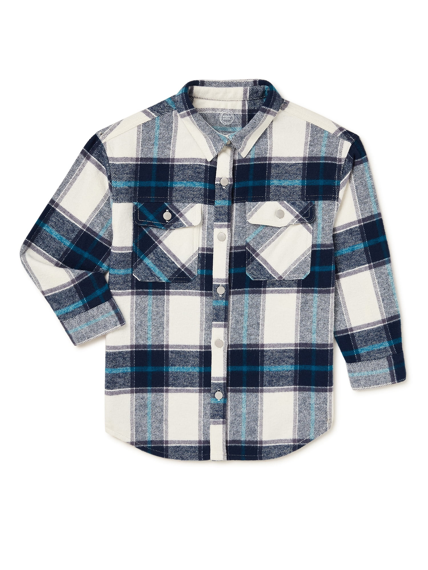 Wonder Nation Girls' Long Sleeve Plaid Shirt Jacket, Sizes 4-18 & Plus | Walmart (US)