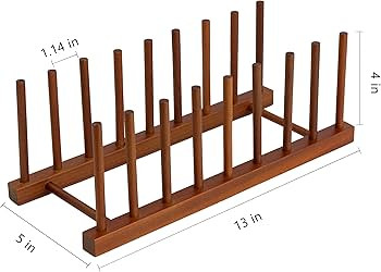 HBlife Teak Dish Plate Bowl Cup Book Pot Lid Cutting Board Drying Rack Stand Drainer Storage Hold... | Amazon (US)