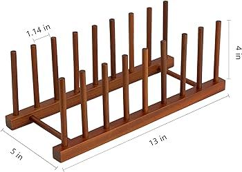 HBlife Teak Dish Plate Bowl Cup Book Pot Lid Cutting Board Drying Rack Stand Drainer Storage Hold... | Amazon (US)