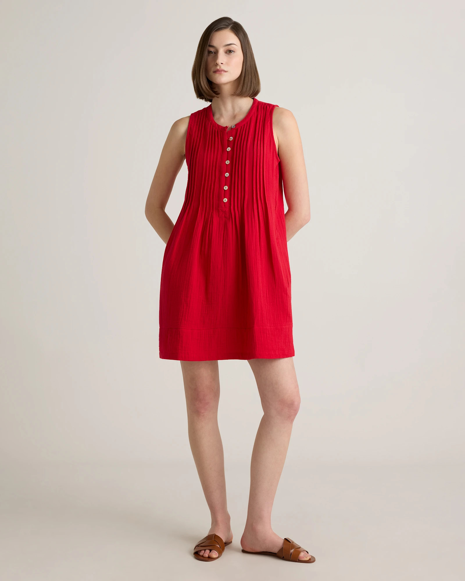100% Organic Cotton Gauze Sleeveless Swing Dress | Quince