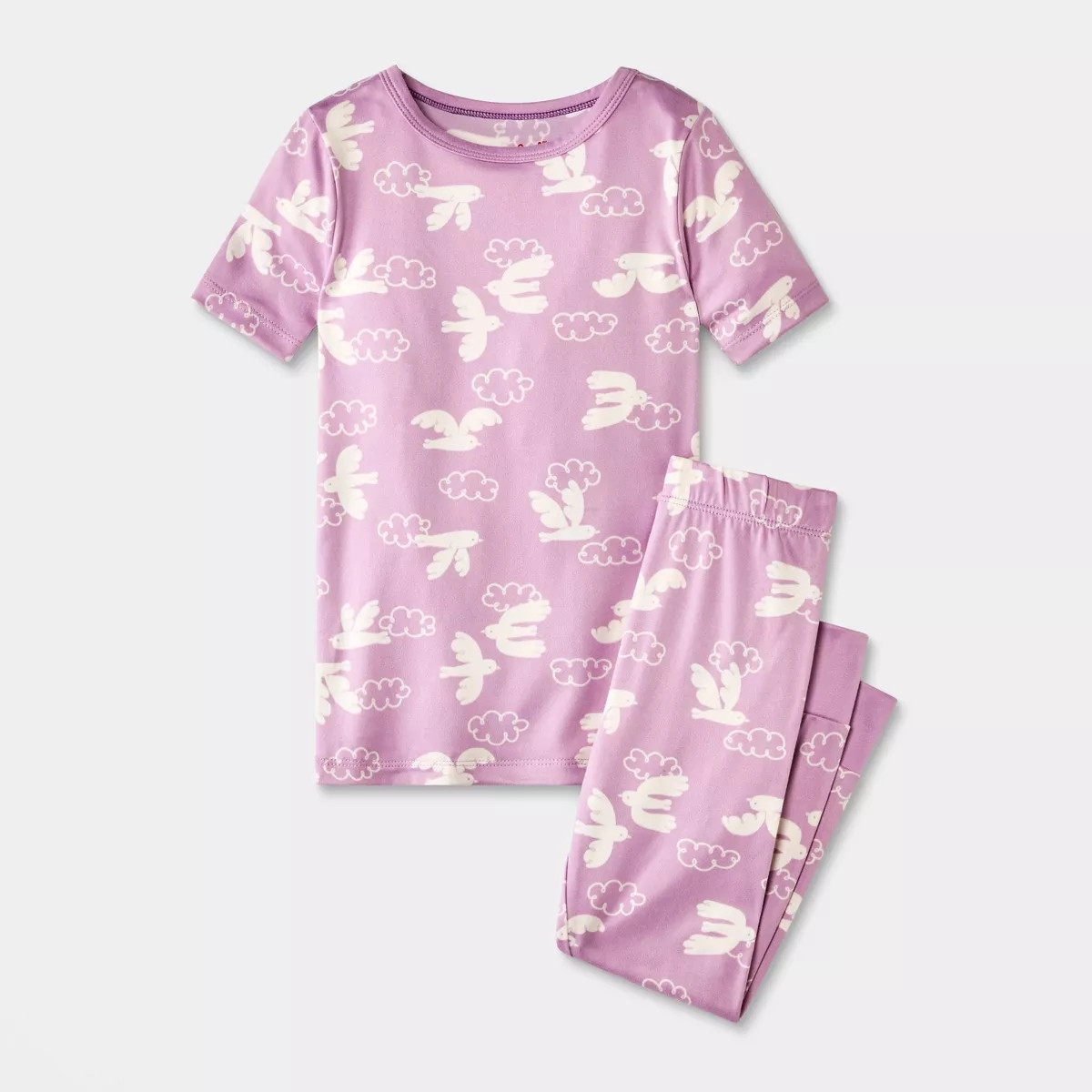 Toddler 2pc Short Sleeve Smooth Jersey Doves Snug Fit Pajama Set - Cat & Jack™ Purple 12M | Target