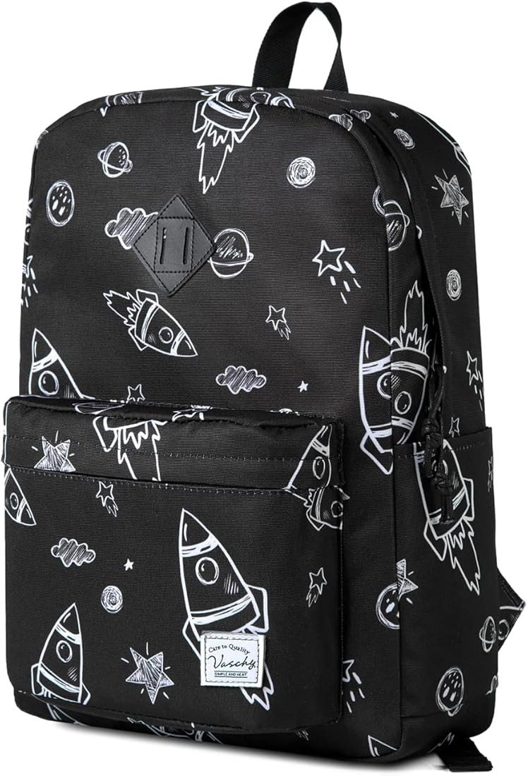 VASCHY Backpack for School, Lightweight Water Resistant Bookbag Casual Daypack for Man/Boys Rockets | Amazon (US)