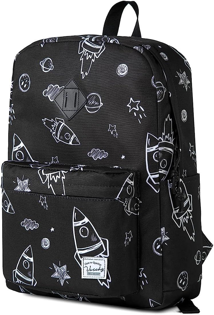 VASCHY Backpack for School, Lightweight Water Resistant Bookbag Casual Daypack for Man/Boys Rockets | Amazon (US)