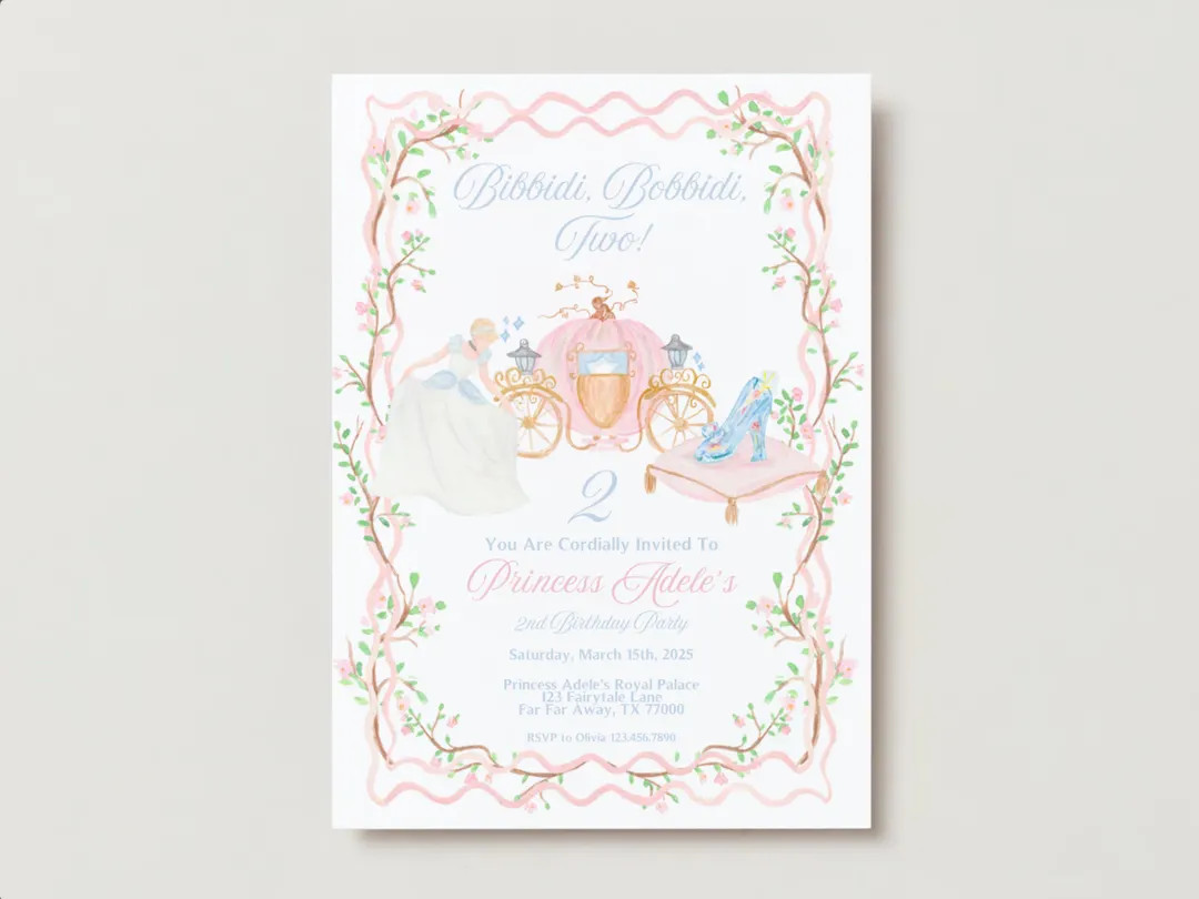 Bibbidi Bobbidi Two Cinderella Party Invitation I Instant Download I Editable Template I Fairytal... | Etsy (US)