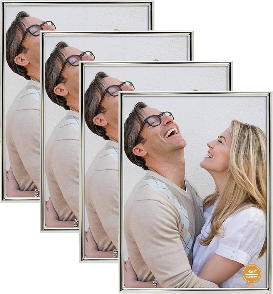 DECANIT 4x6 Picture Frame Metal,Thin Profile Photo Frame 4 by 6 Inch, Display for Wall Mounting o... | Amazon (US)