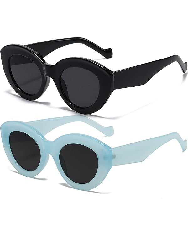 AIEYEZO Oversized Cat Eye Sunglasses for Women Cute Oval Thick Frame Cateye Sun Glasses Chic Retr... | Amazon (US)
