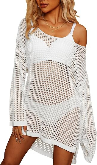 Crochet Swimsuit Cover Up for Women 2024 Bathing Suit Cover Ups Sexy Knit Swimwear Coverups Long ... | Amazon (US)