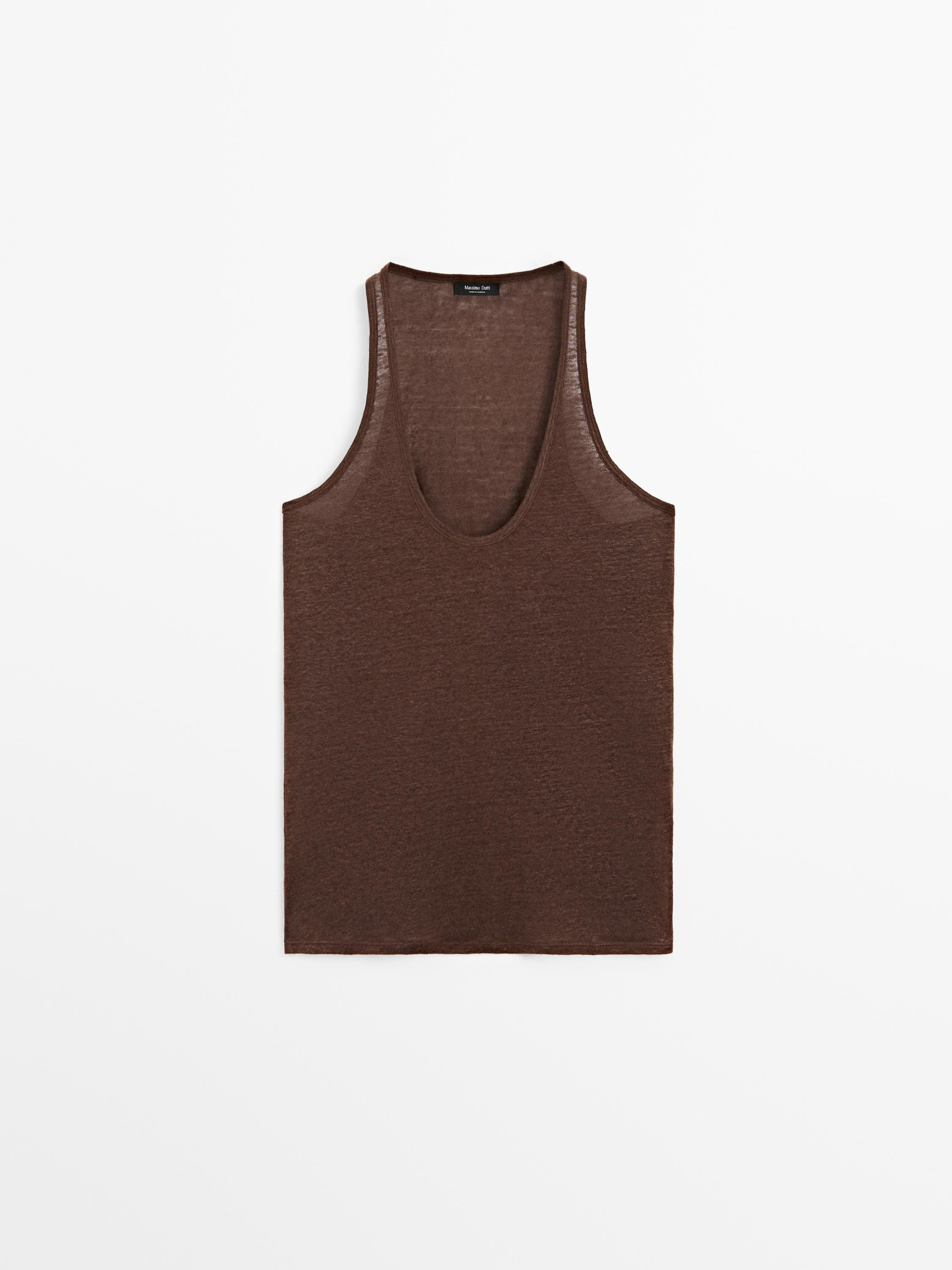 100% linen strappy top | Massimo Dutti US