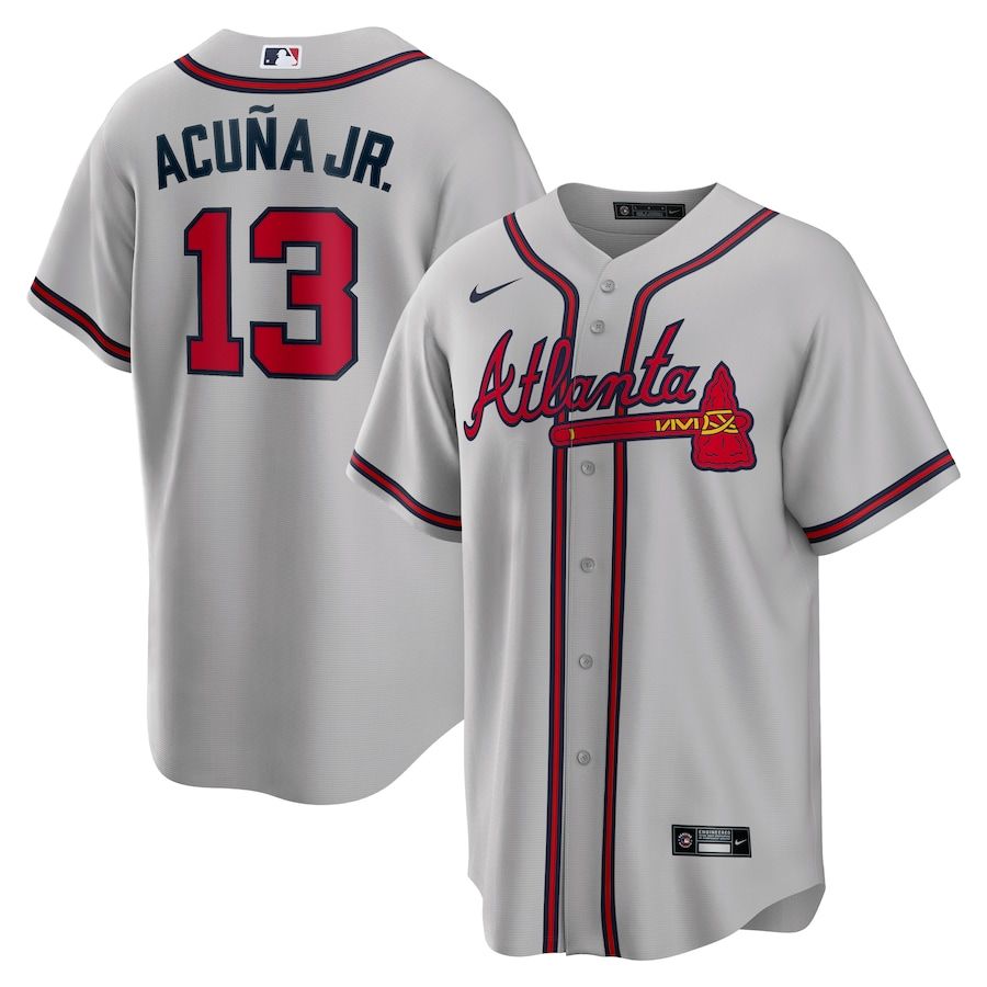 Men's Atlanta Braves Ronald Acuna Jr. Nike Gray Road Replica Player Name Jersey | MLB Shop