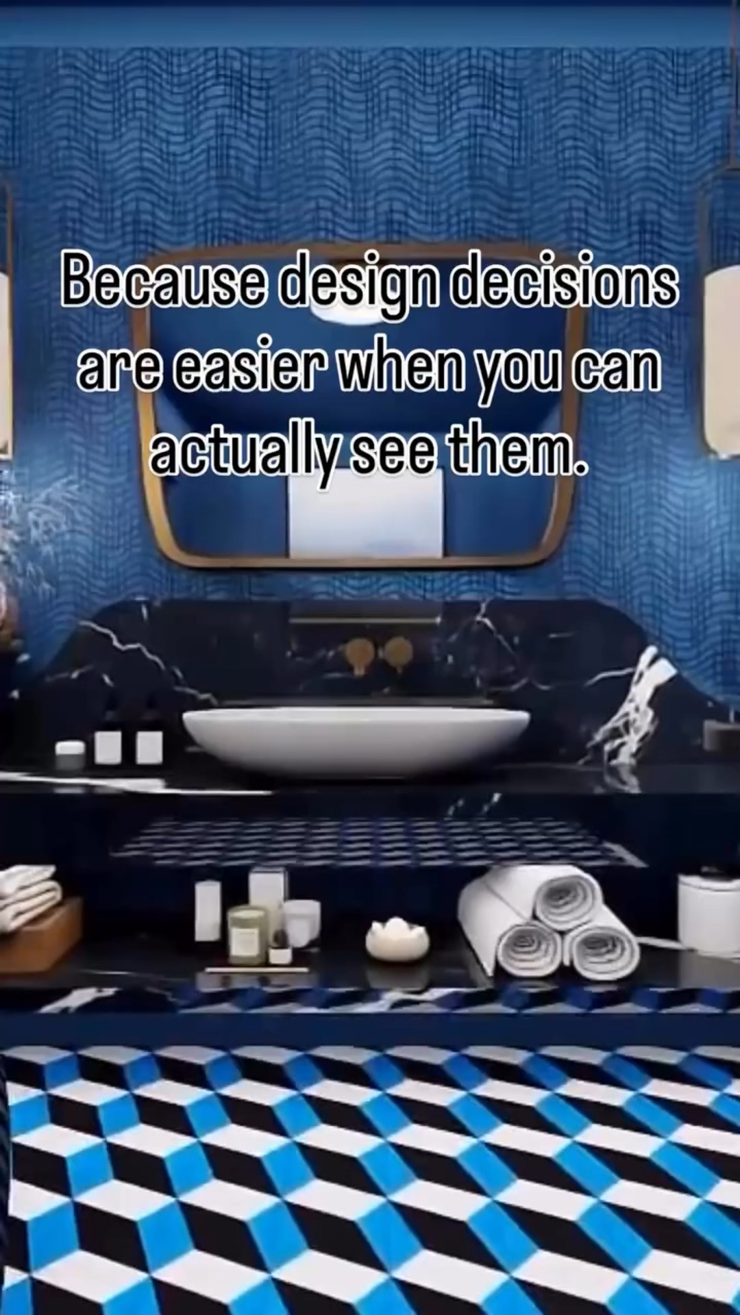 You know that one space where you can get a little wild with the design? Yeah — it’s the powder room.

It’s small, but it’s where you can go big on personality. Bold wallpaper, dramatic lighting, luxe finishes — all the things that stop the scroll and make a serious statement.

This one was rendered to show off the vibe, the styling, and the materials in a way that feels real — because when you’re working with standout products, they deserve to be seen in their best light.

That’s the beauty of 3D rendering: it helps brands show their pieces in fully realized spaces, styled to inspire, and ready to share.

Wallpaper by @kellywearstler 

#3drendering #powderroomdesign #photorealisticrendering #interiordesignrender #digitalinteriors #boldinteriors #interiordesignvisualization #virtualinteriordesign #renderedspaces #brandmarketingtools #bathroomrender #thegooddesigncompany