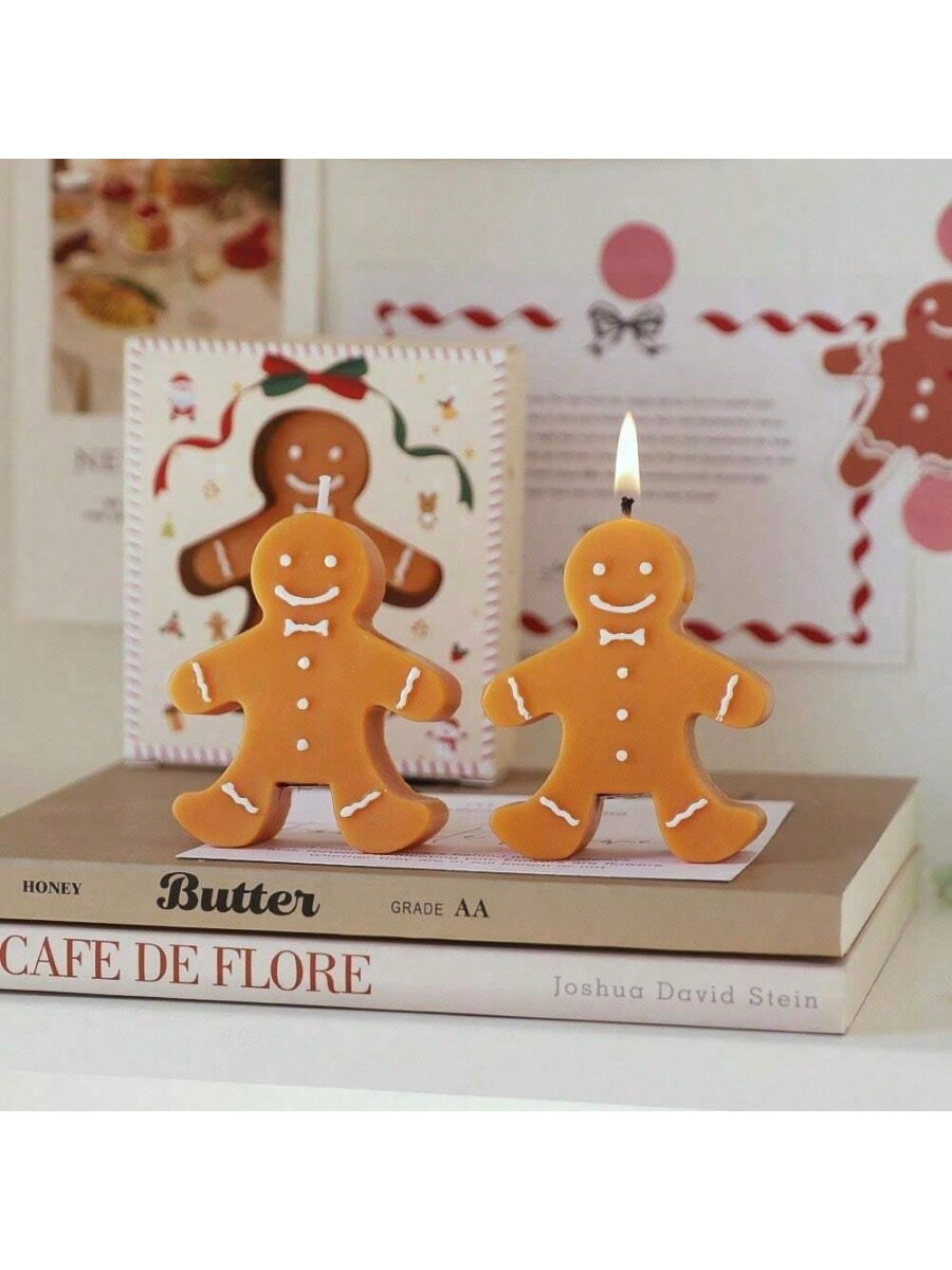 1pc Gingerbread Man Scented Candle Gift Box, Warm Winter Christmas Decoration, Elegant Small Size... | SHEIN