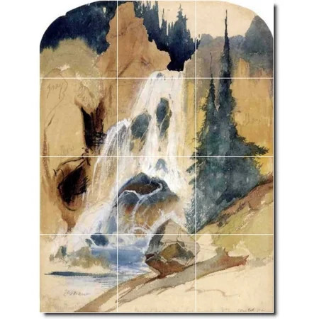 Ceramic Tile Mural-Thomas Moran Waterfalls Backsplash Tile Mural 19. 12.75"" w x 17"" h using (12) 4 | Walmart (US)
