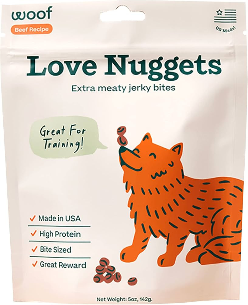 WOOF Love Nuggets, Made in The USA Dog Treats for Training, Jerky for Dogs, Bite-Sized Beef Train... | Amazon (US)