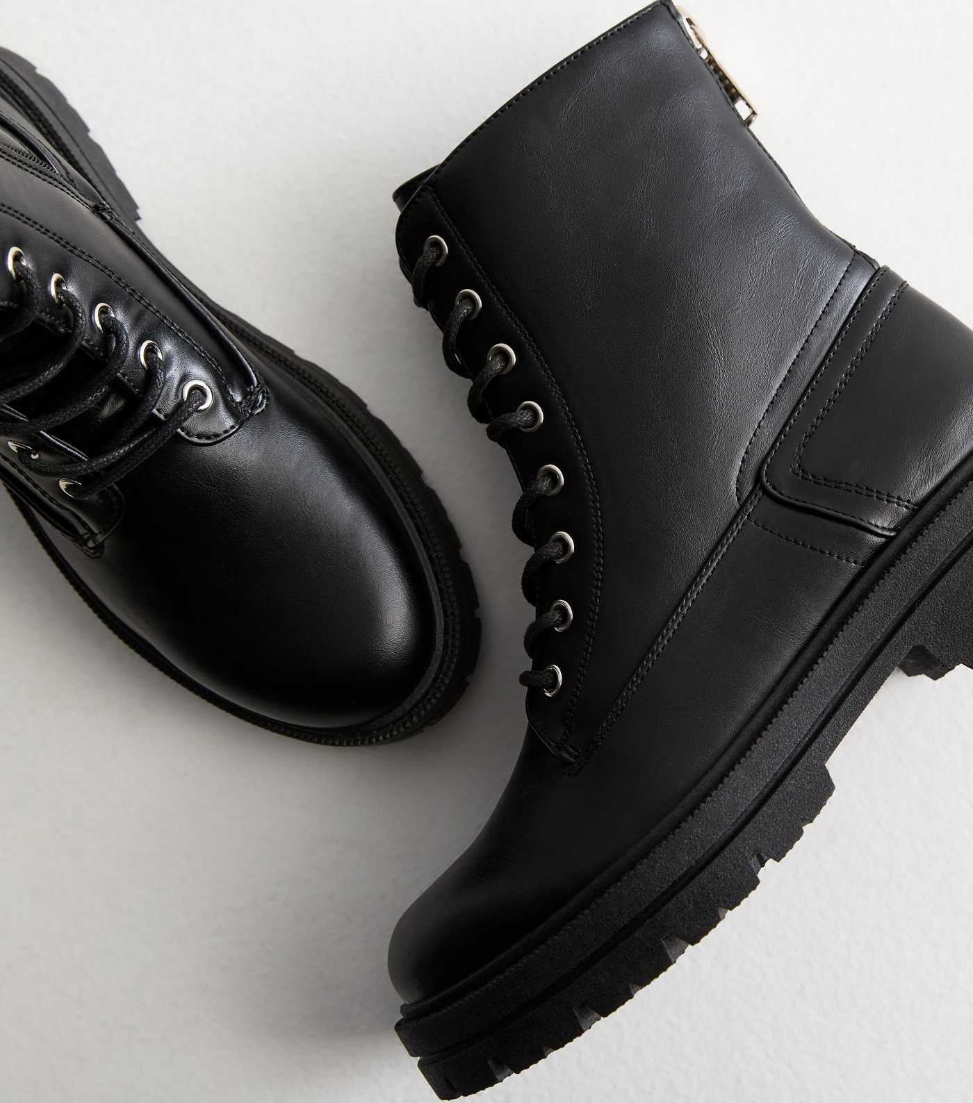 Black Leather-Look Lace Up Ankle Boots | New Look | New Look (UK)